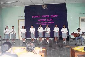 Salah satu peserta lomba vocal grup antar SLTA se kabupaten Bantul di Aula Bekas Rumah Dinas