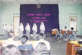 Salah satu peserta lomba vocal grup antar SLTA se kabupaten Bantul di Aula Bekas Rumah Dinas